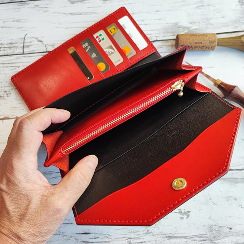 栃木レザー】栃木レザー三つ折りロングウォレット【レディース】