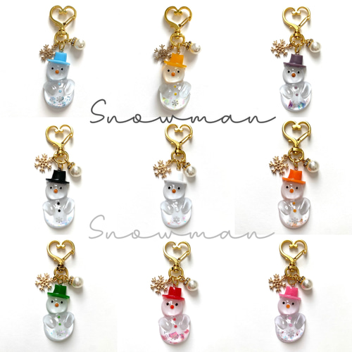 snowman＊キラキラ雪だるまキーホルダー BLUE キーホルダー