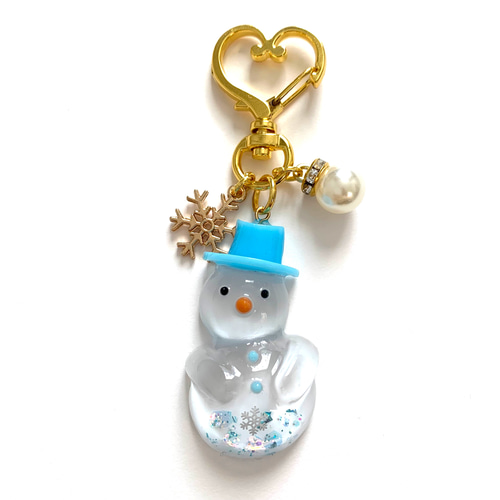 snowman＊キラキラ雪だるまキーホルダー BLUE キーホルダー