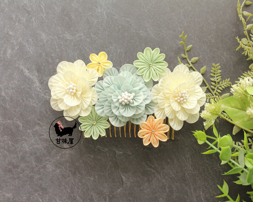 ＊大人かわいい＊つまみ細工の髪飾り 薄レモン色 大人かわいい＊つまみ細工の髪飾り 薄レモン色