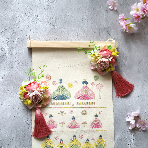 限定1】ぼんぼりフラワーひなまつりタペストリー❁ラナンキュラス❁No