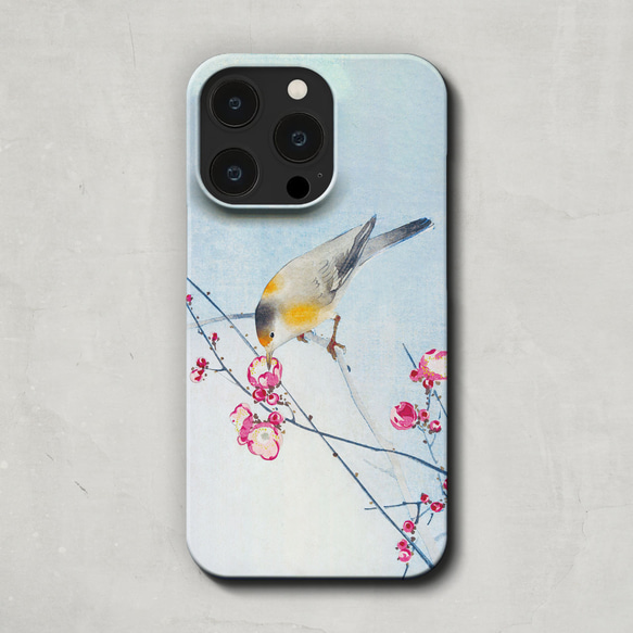 スマホケース / 小原 古邨「梅 に 鶯-B」 iPhone 全機種対応 鳥 花 春 日本画 和 アート レトロ 個性的 2枚目の画像