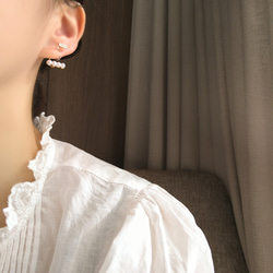 Bijou bar ＆ pearl earrings ビジューバーとパールの樹脂イヤリング樹脂ピアス 大人可愛い痛くない 15枚目の画像