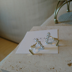 Bijou bar ＆ pearl earrings ビジューバーとパールの樹脂イヤリング樹脂ピアス 大人可愛い痛くない 11枚目の画像