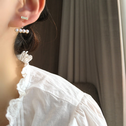 Bijou bar ＆ pearl earrings ビジューバーとパールの樹脂イヤリング樹脂ピアス 大人可愛い痛くない 17枚目の画像