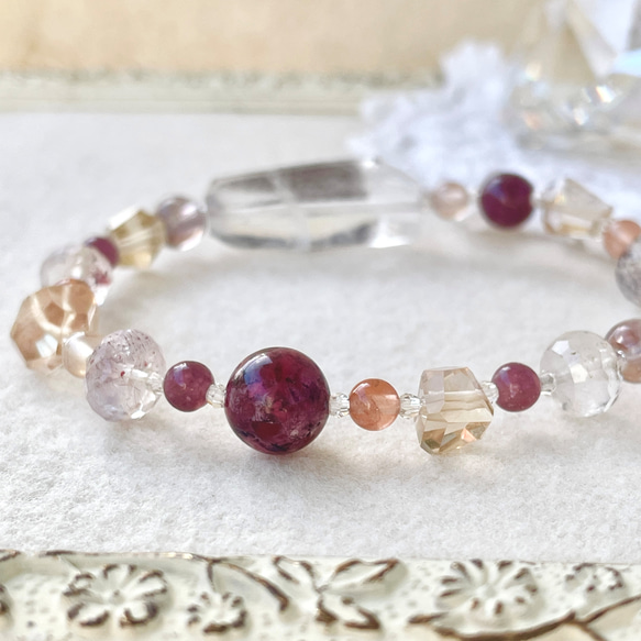 ファイヤークォーツレピドクロサイトインクォーツサンストーンデザイン