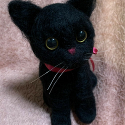 【注文製作】羊毛フェルトハンドメイド黒猫ちゃん 3枚目の画像