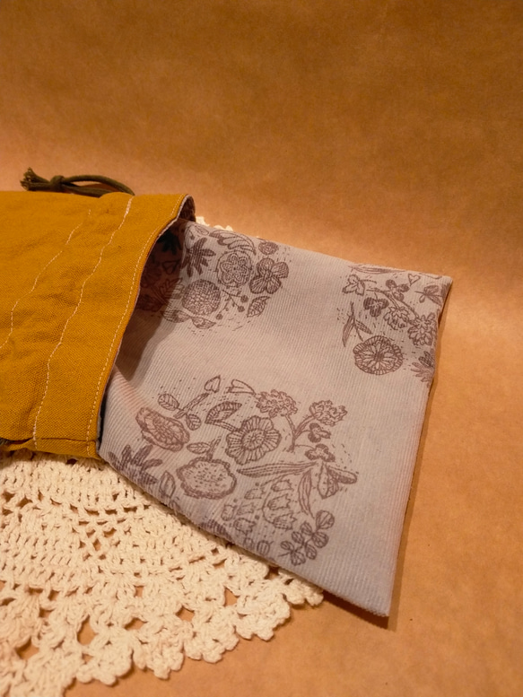 花束のオトナ刺繍巾着ポーチ 7枚目の画像