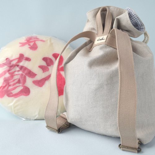 選べるイニシャル】一升餅巾着リュック / 上質リネン 誕生日 お