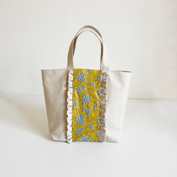 【受注生産】  canvas mimoza  tote bag　サイズL（beige） 7枚目の画像