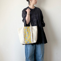 【受注生産】  canvas mimoza  tote bag　サイズL（beige） 2枚目の画像