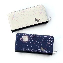 桜 drops / 夜桜 長財布 ねこ 猫 さくら 月 長財布 LUSTRY 通販