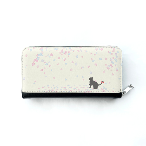 桜 drops / 夜桜 長財布 ねこ 猫 さくら 月 長財布 LUSTRY 通販