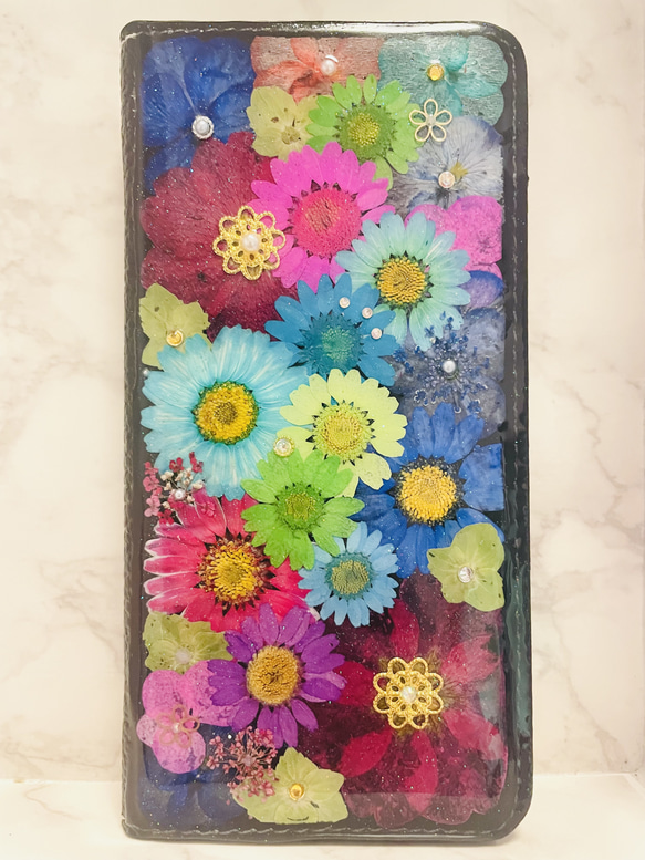 全機種対応 iPhoneケース 押し花ケース 押し花 ケース 花 Android 花柄 スマホケース 押しフルーツ 1枚目の画像
