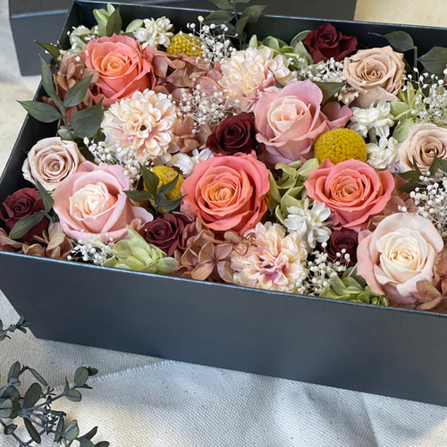 アンティークBoxフラワー❁⃘ 絵画のようなフラワーボックス＊アンティークピンク 母の日