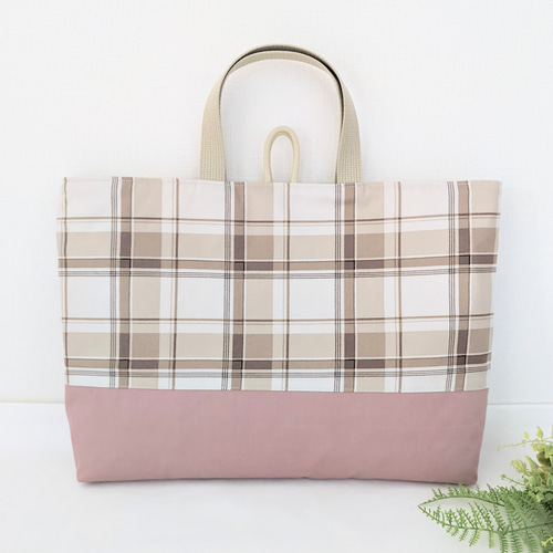 サイズオーダー可】タータンチェック柄・スモーキーピンク♡フリル付き