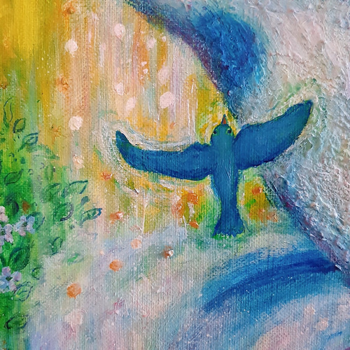 原画 「招き猫のいる噴水ガーデン」 F10号 ＃絵画 ＃ねこ ＃招き猫