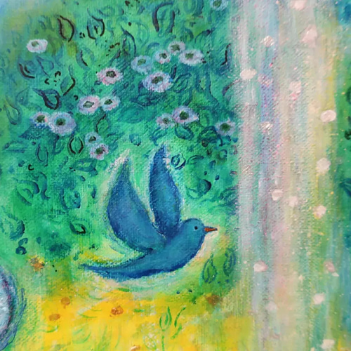 原画 「招き猫のいる噴水ガーデン」 F10号 ＃絵画 ＃ねこ ＃招き猫