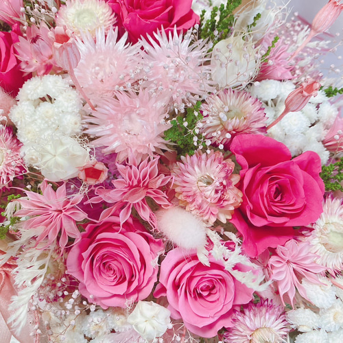 人気】 ローズピンク 華やかな 花籠 ✽ 大 バスケット ウエディング