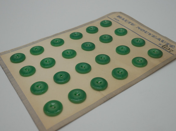 フランスアンティークプラスチックボタンS（GO7/グリーン） 3個セット 10枚目の画像