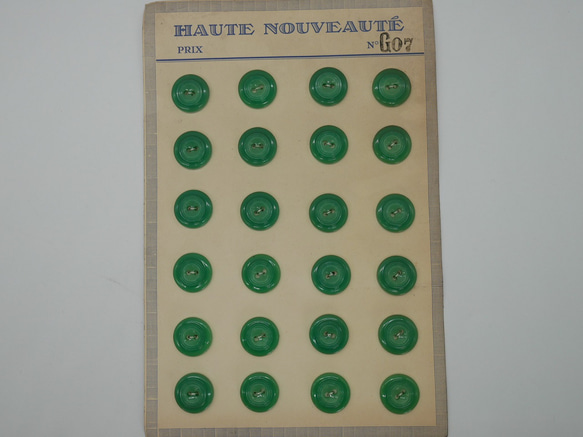 フランスアンティークプラスチックボタンS（GO7/グリーン） 3個セット 8枚目の画像