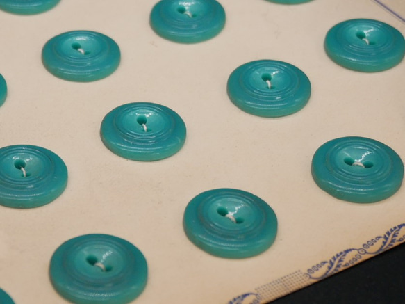 フランスアンティークプラスチックボタンS（GO6/ブルーグリーン） 3個セット 5枚目の画像