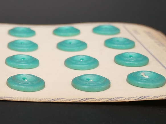 フランスアンティークプラスチックボタンS（GO6/ブルーグリーン） 3個セット 7枚目の画像