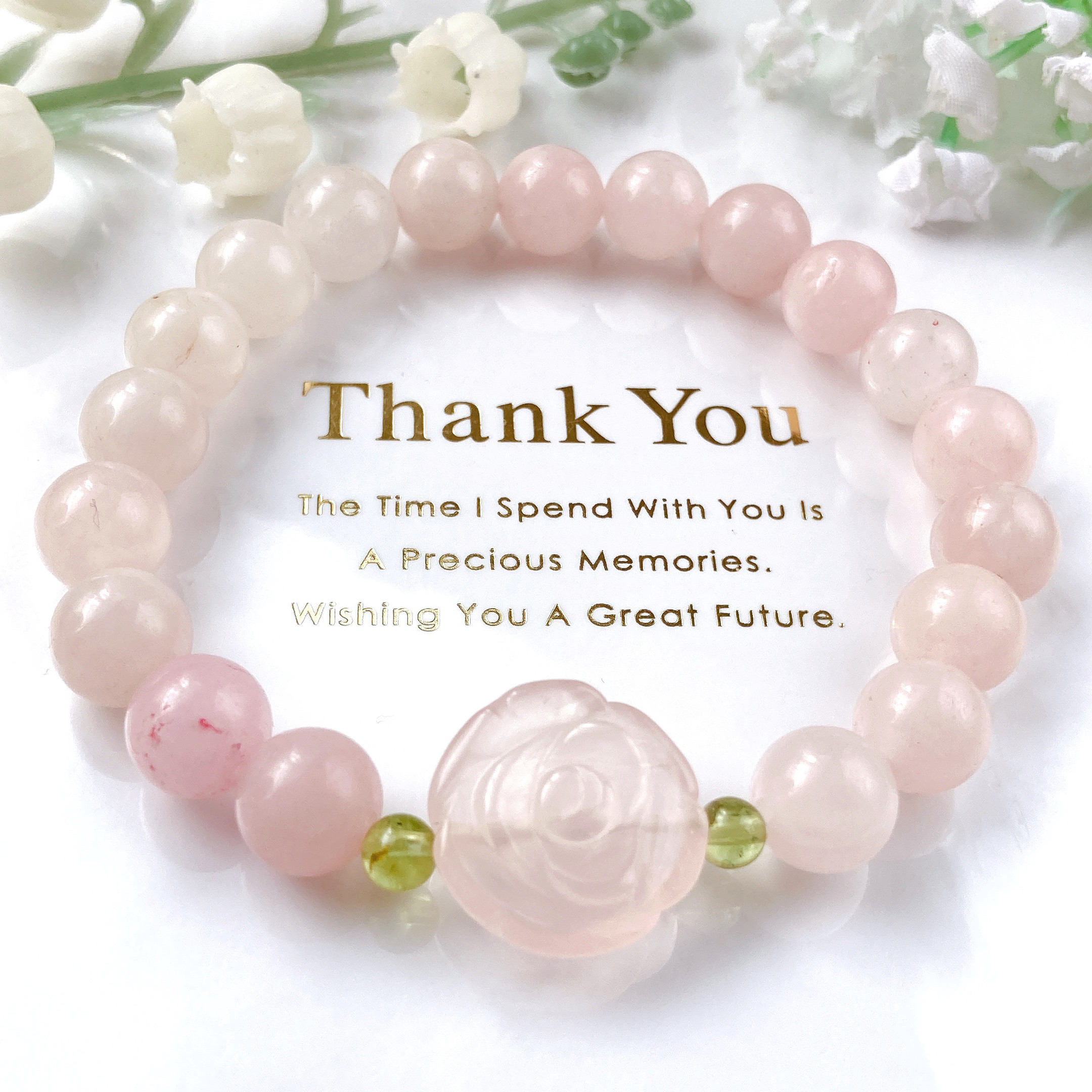 ♡最強恋愛♡ローズクォーツ薔薇天然石ブレスレット♡