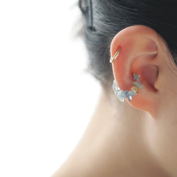 天然海藍寶石耳骨夾 | 三月生日石 | EC52 第9張的照片