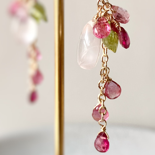 天然石＊桜ハンドメイド2023＊ローズクォーツとピンクトルマリンの桜 