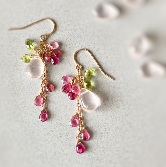 天然石＊桜ハンドメイド2023＊ローズクォーツとピンクトルマリンの桜 