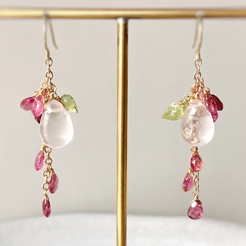 天然石＊桜ハンドメイド2023＊ローズクォーツとピンクトルマリンの桜 