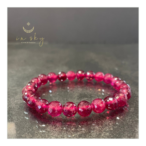 一点物　天然石　ハンドメイドブレス　ルビー　オールルビー　ハート 一点物天然石ハンドメイドブレスルビーオールルビーハート