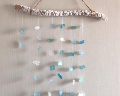 糸巻きガーランド流木付き シーグラスと流木のガーランド ガーランド hiromisaku 通販