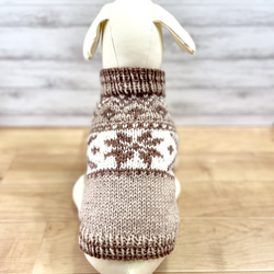 小型犬用手編みセーター★カフェオレ★ロピ風★ペットセーター★犬のセーター★犬服 3枚目の画像