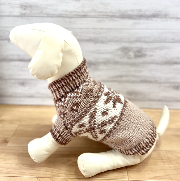 小型犬用手編みセーター★カフェオレ★ロピ風★ペットセーター★犬のセーター★犬服 2枚目の画像