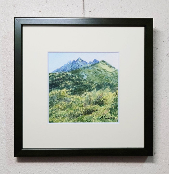 「夏の西穂」　　　　　　水彩画　山岳画　北アルプス　上高地　登山　夏山　小さな絵　　 1枚目の画像