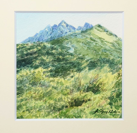 「夏の西穂」　　　　　　水彩画　山岳画　北アルプス　上高地　登山　夏山　小さな絵　　 4枚目の画像