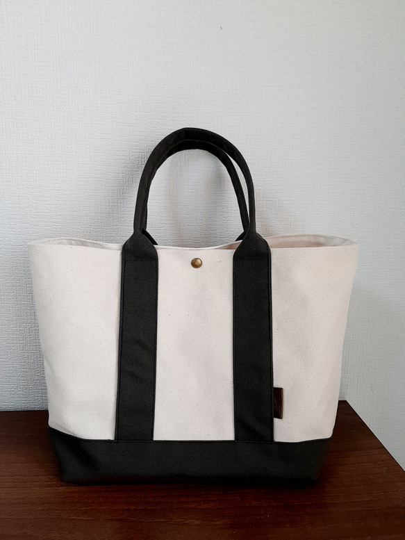トートバッグ　ハンドメイド　カーキ　生成り　8号帆布　キャンバス 厚手キャンバス（カーキ）-8号帆布- - 生地と型紙の通販サイト