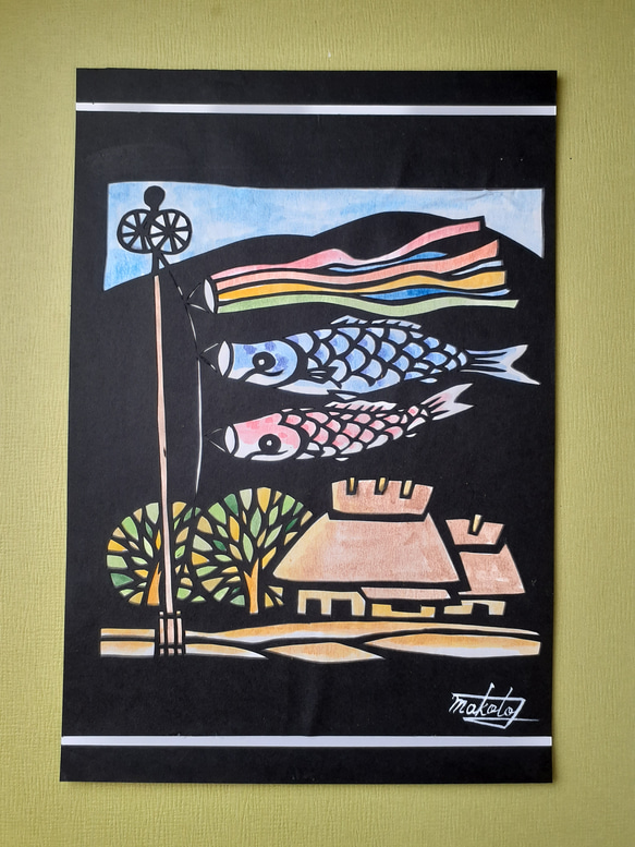 切り絵 田舎の四季/春夏秋冬4点セット