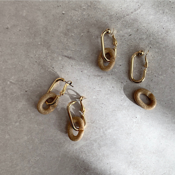 247. 2way goldチャンキーフープ×チェーンパーツ ピアス（フープ