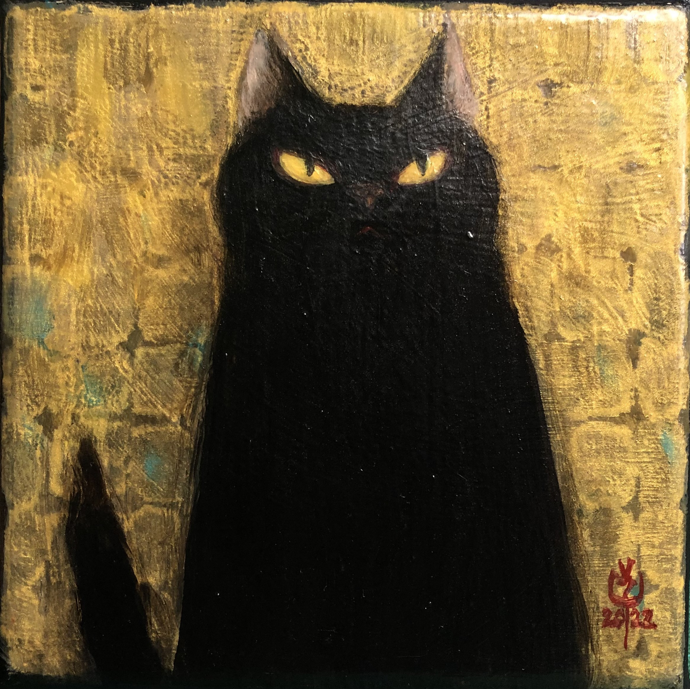 (さよふけて）』　　アクリル肉筆画 『小夜更けて