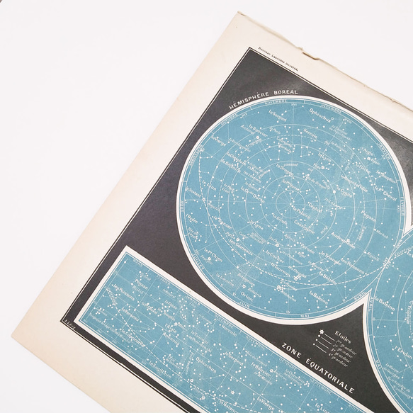 天文学 天空地図 星座図版 1915年 フランス オリジナルリトグラフ01969 2枚目の画像