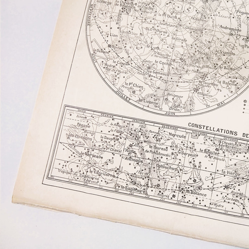天文学 天空地図 星座図版 1915年 Larousse a Paris paul auge