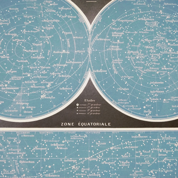 天文学 天空地図 星座図版 1915年 フランス オリジナルリトグラフ01969 4枚目の画像