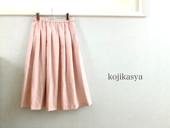 春。桜ピンクのコットンリネンスカート Sサイズ 1枚目の画像