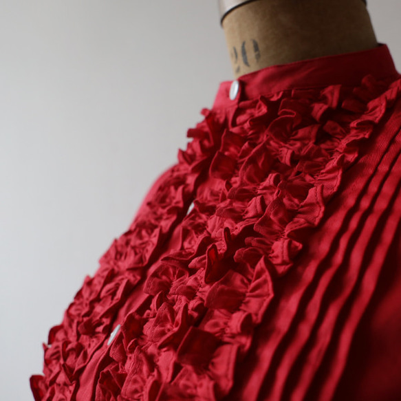 ラスト１　最終ＳＡＬＥ　甘めの小花フリル　前開きロング　シャツ　ワンピース　上質コットン　ゆったり羽織りU93C◎ 8枚目の画像
