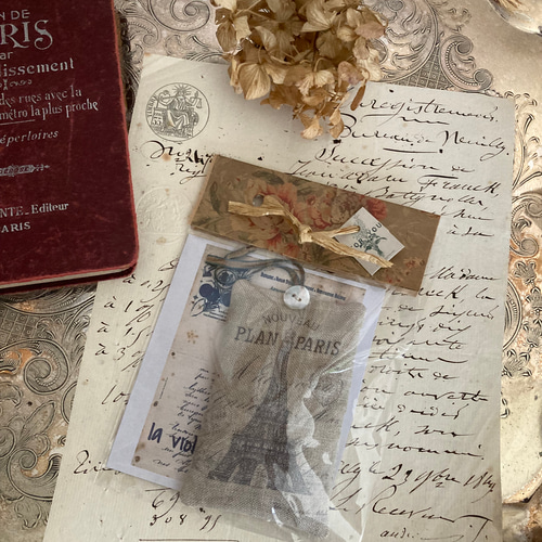 ハート形ラベンダーサシェ♪アンティークレースパッチ&フレンチ