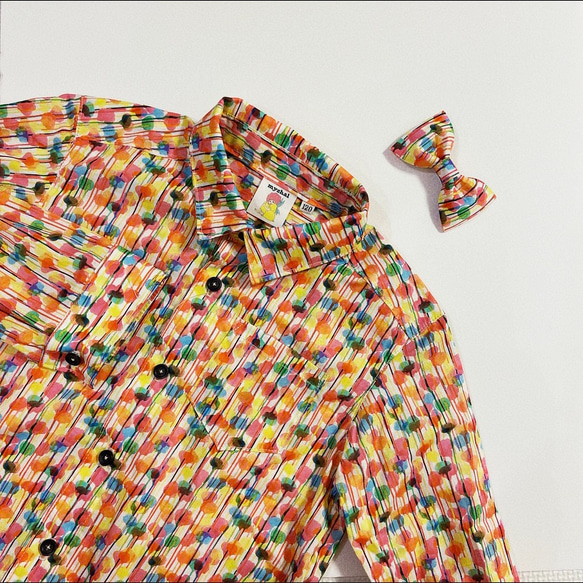 リバティシャツと蝶ネクタイのセット　120㎝  ザッカリー 1枚目の画像