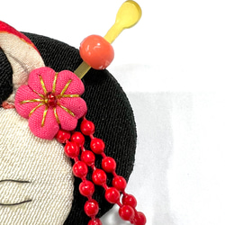 舞妓さんブローチ　日本伝統　リメイク　ハンドメイド　 古布　オリジナル　髪飾り　かんざし　 5枚目の画像
